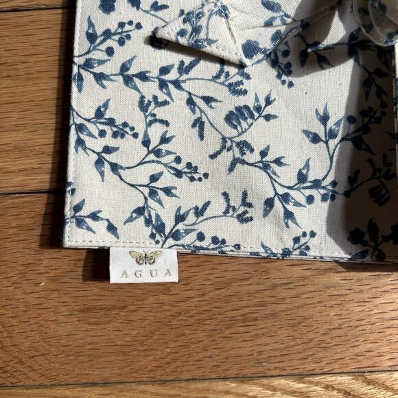 Agua by Agua Bendita Dust Bag Canvas Envelope Blue Cream Floral Boho Clutch - Picture 4 of 6